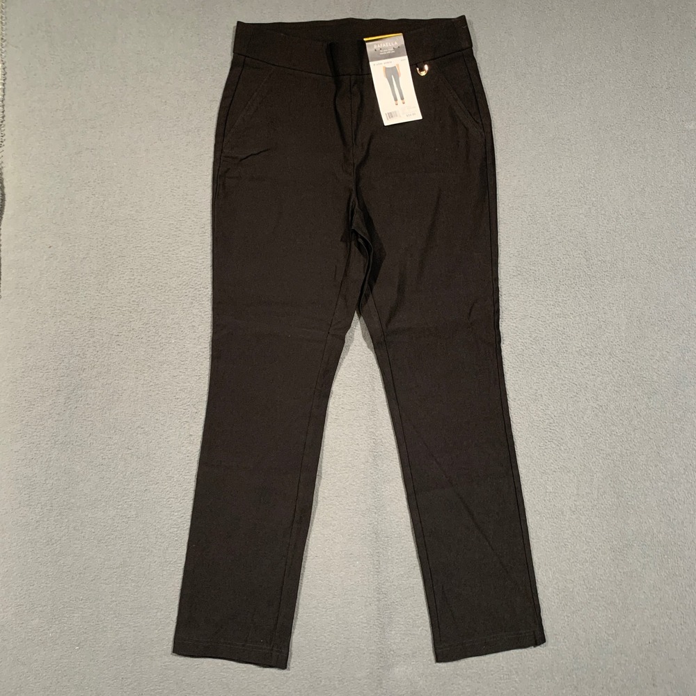 Rafaella Slim Ankle Pants Women Size 8 Black Stretch Pull-On Office RSBFC059